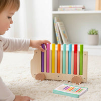 Educational Car Toy Wooden Color Sorting Toy Wood Learning Game for Young Children, Kids, Preschool, Classroom