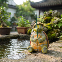Fishing Turtle Ornament Garden Turtle Ornament with Fishing Rod Outdoor for Pond