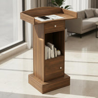 Modern Design Floor Standing Podium Stable Base Floor Lectern with Storage Shelves Spacious Top Reception Desk Lectern Sturdy Construction for Presenters, Restaurant Hosts, Conference Rooms, Lecture Halls, Auditoriums, Classrooms