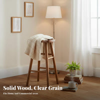 Stable and Sturdy Solid Wood Bar Table Waterproof Retro High-Top Table Wooden Saddle Seat Stool for Cafe Owners, Homeowners, Adults, Living Room, Restaurant, Kitchen