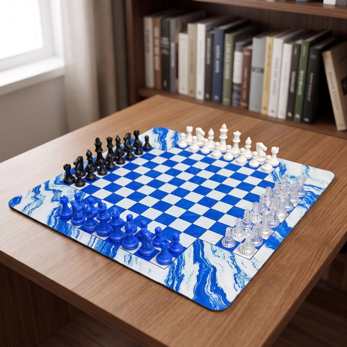 Marble-Style Chess Set Molded Chessboard with Pieces Square Board Game Modern for Families, Collectors, Home Decor