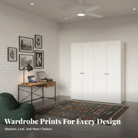 Printed Steel Wardrobe Humidity-Resistant-Resistant Metal Clothes Armoire Large Capacity Steel Clothing Cabinet for Renters, Adults, Dormitory