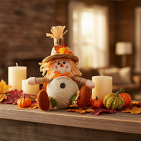Autumn Harvest Festival Sunflower Faceless Doll Scarecrow Figurine for Desktop & Window Decor