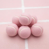 6 Pieces Chemical Fiber Pink Tennis Ball Stitched Seams Fuzzy Tennis Ball Standard Shape