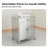 Easy-to Stainless Steel Medical Trolley Lockable Casters Rolling Instrument Cart Versatile Design Tooth Care Supply Cabinet on Wheels Heavy Duty for Dentists, Beauticians, Phlebotomists, Medical Facility, Operating Room, Laboratoryoratory Oratory