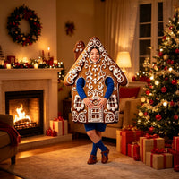 Gingerbread House Costume Pull-on Foam House Costume Lightweight Holiday Dress-up Outfit for Kids Adults