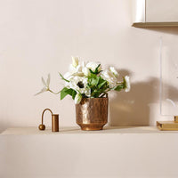 Hammered Metal Vase Bowl, Gold or Silver, Aluminum, Modern Minimalist