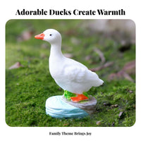 Micro Landscape Duck Decor Cute Waterfowl Figure Family Figurine Handmade Tiny Resin Duckling for Kids, Terrarium, Potted Plants, Desktop