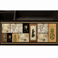 Square Tissue Box Cover with Compartments, Wooden Tissue Box Holder, MDF Desk Storage Organiser for Remote Controls, 26x16.5x13cm Vintage Design
