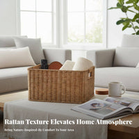 Woven Rectangular container adaptable Wicker container Handwoven for Bedroom, Kitchen