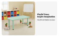 Rectangular Kindergarten Table Chair Set Child Design Adjustable Height Kids Table Wipe-Clean Surface Rectangular Young Child Study Desk Set for Home