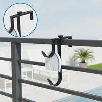 Metal Adjustable Pool Pole Hanger Heavy Duty Pool Pole Hanger Rust-Resistant Fence Hook with Clamp Sturdy for Homeowners, Swimming Pools, Fences, Patios, Garages