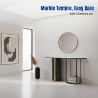 Modern Entryway Console Table, Iron Frame, Marble Top, Italian Design, Hallway Furniture