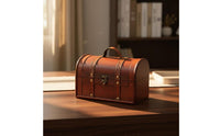 Vintage Wooden Box Decorative Retro Treasure Chest Antique Design Chest Metal Hardware Vintage Storage Trunk for Shelf Decor