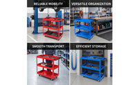 Three-Tier Tool Cart Rolling Tool Cart Lightweight for Auto Repair Shop