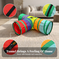 Open-Ended Zipper-Connected Rainbow Play Tunnel Striped Small Pet Plaything Portable Rainbow Cat Tunnel