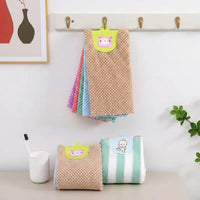 Microfibre Cloth 5 Pack Dish Cloths, Hanging Kitchen Towel Tea Towels, Soft Coral Fleece 30x30cm Square Cleaning Cloth with Hanging Loop