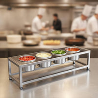 Condiment Station Featuring Cup Compartments Holders Countertop Stainless Steel Condiment Organizer Easy to Clean Sauce Holder for Buffets
