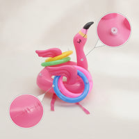 Floating Inflatable Flamingo Hoop Toss Game Lightweight Flamingo Hoop Toss Game Portable Sturdy for Families