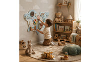 Dolphin Wall Board Interactive Wooden Activity Panel Light Blue and White Wooden Activity Panel