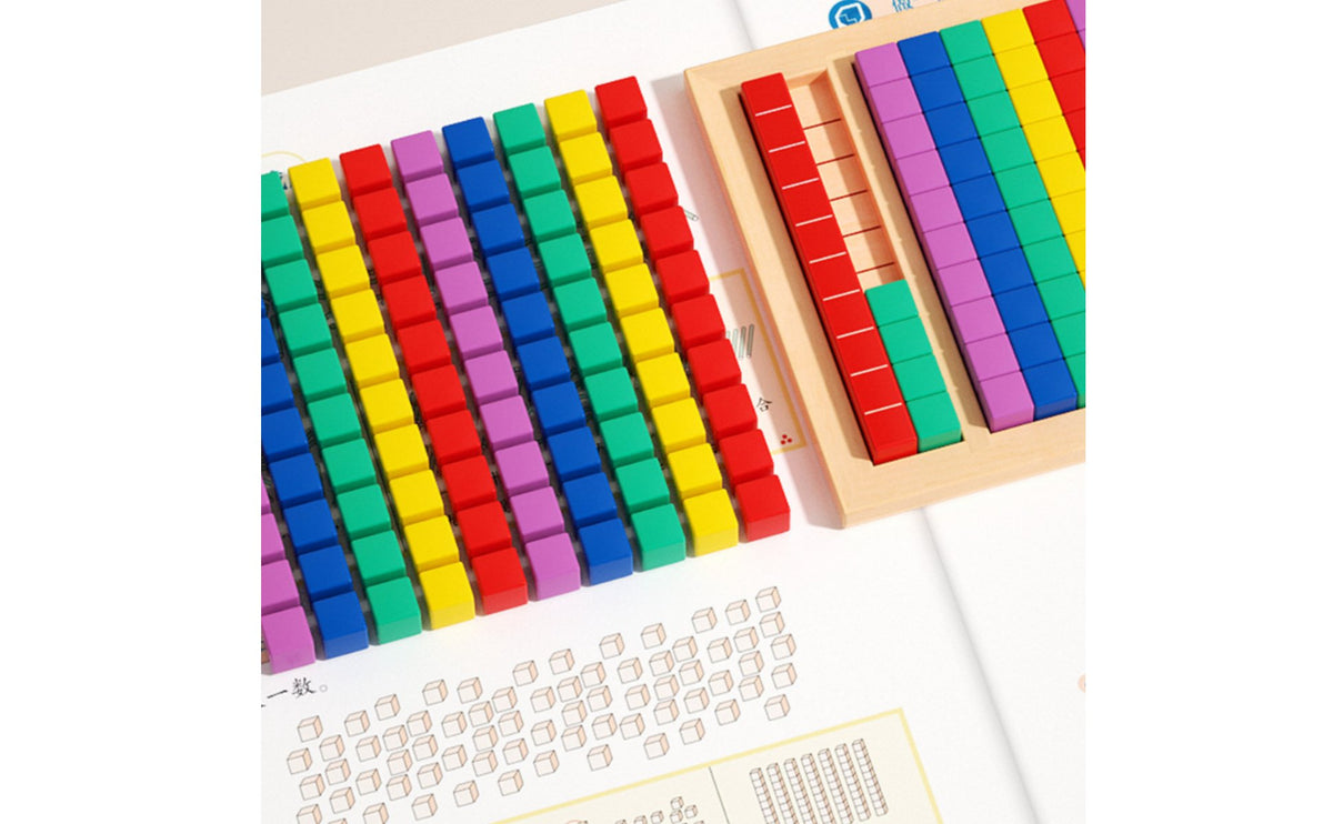 Base Ten Blocks Set Hands-On Educational Space Value Teaching Kit Storage Box Included Hundreds Ones Blocks for Kids, Homeschooling