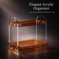 Cosmetics Organizer 2 Tier Acrylic, Stackable Makeup Holder for Vanity Table, Bathroom Organiser Storage and Skincare Display Box