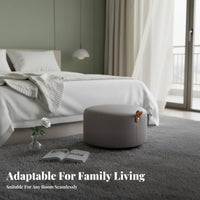 Multi-Functional Low Round Stool Comfortable padding Round Padded Footrest Modern Design Footstool space-saving Size for Apartment Dwellers, Interior Designers, Entrance, Entryway, Living Room, Bedroom