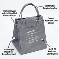Insulated for Adults, Thermal Lunch Tote for Work Picnic, Waterproof Meal Bag with Handle, Large for Women Men
