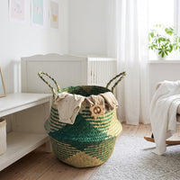 Laundry Basket for Bathroom Storage and Home Decor, Seagrass Woven Storage Baskets with Handles, Folding Hamper Basket