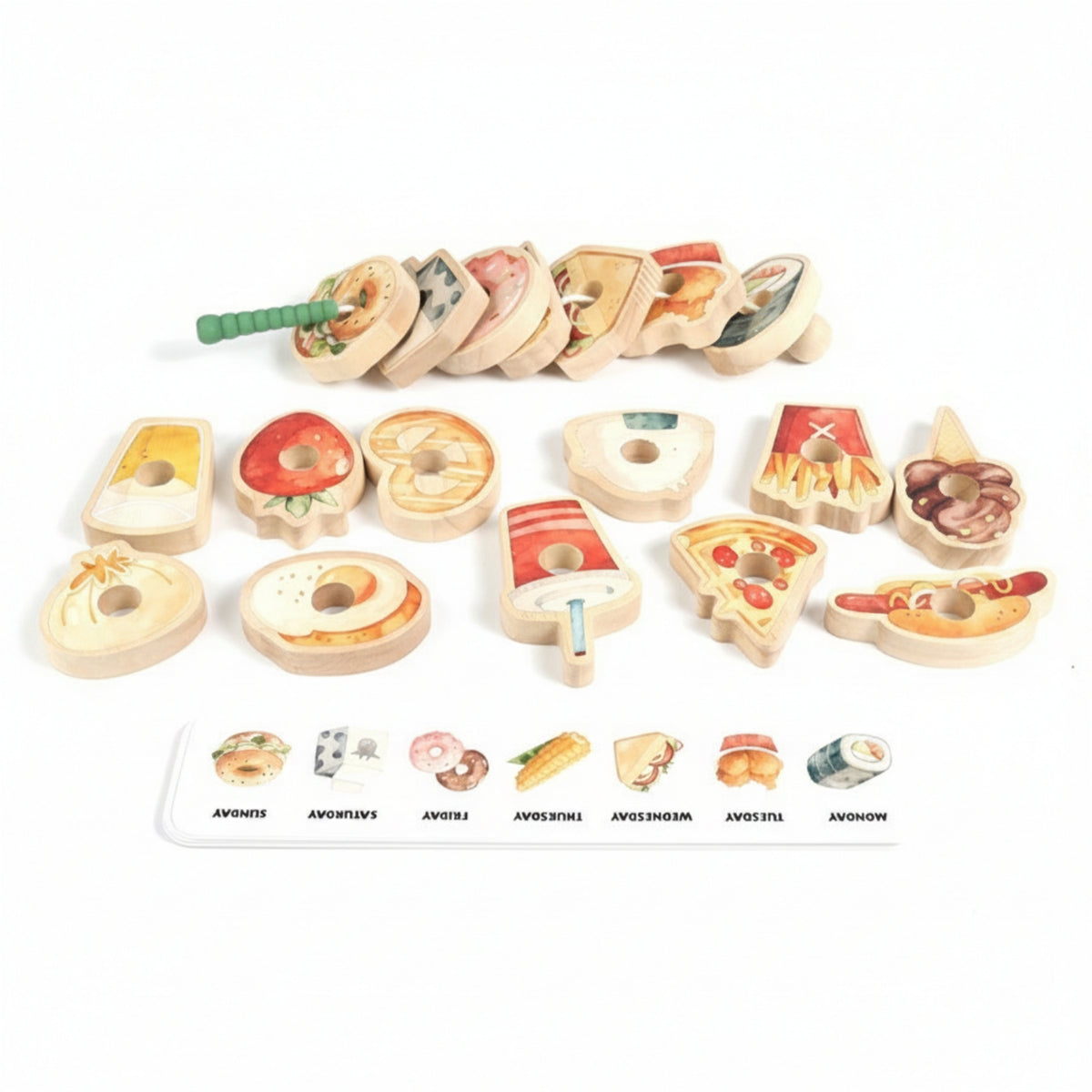 Fruit and Vegetable Lacing Beads Food Threading Toy Colorful Child-Led Threading and Lacing Toy