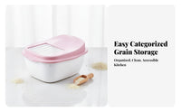 Rice Storage Container Water-Resistant-Resistant Sealed Grain Dispenser Transparent Window Large Capacity Grain Dispenser for Kitchen, Pantry