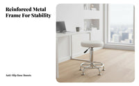 With Wheels Adjustable Padded Swivel Stool Long-Lasting Chrome Finish Adjustable Wheeled Stool Heavy Duty Salon Chair Anti-Slip Design for Laboratory Technicians, Receptionists, Barbershop, Laboratoryoratory, Reception Area, Retail Counter