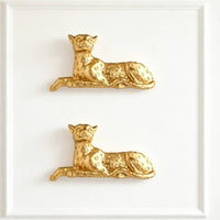 2 Pieces Textured Resin Leopard Decor Spotted Gold Leopard Ornament Reclining Light Switch Cover Detailed Face