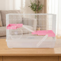 Transparent Hamster Cage, 23 Double Layer Large Castle (with Water Bottle/Food Bowl/Running Wheel), Luxury Hamster Cage with Wire Large Space