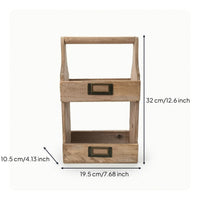 Rustic Two-Tier Storage Box Lightweight Organizer Case with Handle Farmhouse Storage Box with Handle Long-Lasting for Vanity