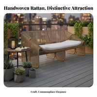 Weather Resistant Woven Armchair Waterproof Woven Low-Slung Seat Modern Design Outdoor Furniture Cushioned Comfort for Guesthouse Operators, Homeowners, Readers, Balcony, Garden, Courtyard, Poolside