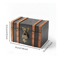 Vintage Wooden Chest Antique Style Keepsake Box with Hinged Lid Compact for Photography Props