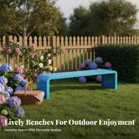 Colorful Slatted Bench Rustresistant Slatted Outdoor Bench Comfortable Support Bracing Garden Seating for Families, Property Managers