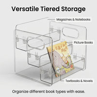 Desktop Book Stand Organizer for Children, Clear Desk Storage for Students Bedroom, Lightweight Bookshelf PET Material