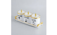 3 Pieces Canister Set with Tray Countertop Ceramic Canister with Tray Containers Sealed Container Airtight for Coffee Station