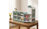 Supermarket Playset with Register Wooden Pretend Supermarket Interactive Toy Checkout Counter for Playroom, Classroom