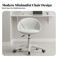 Height Adjustable Armless Vanity Chair Space-Saving Design Upholstered Caster Chair Ergonomic spine supportrest rotate Seat Mobile Casters for Small Apartment Residents, Home Workers, Students, Dressing Area, Study Room, Bedroom