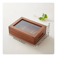 Wooden Sushi Box Clear View Lid Sashimi Presentation Box Versatile Japanese Serving Tray for Restaurant