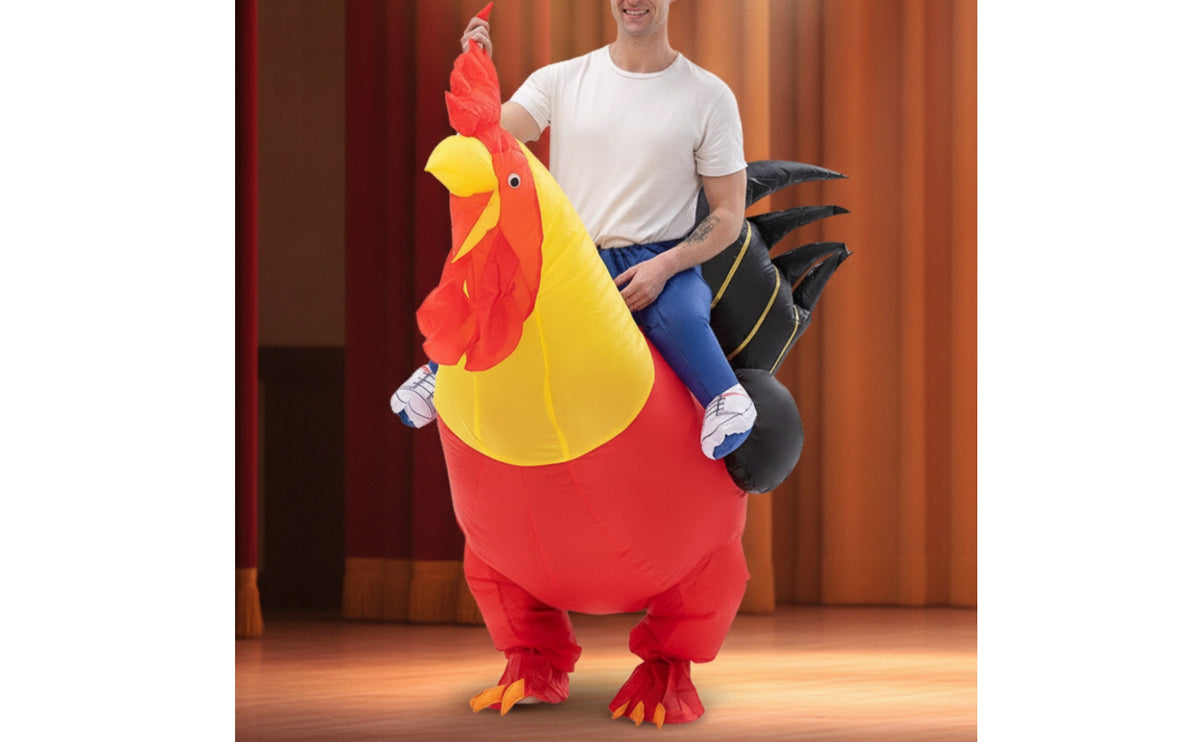 Cockerel Costume Funny Chicken Costume Inflatable Chicken Suit for Adults, Partygoers, Halloween, Stage Performances