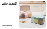 Multi-Compartment Seasoning Box Compartmentalized Design Divided Seasoning Holder with Lid Space Saving Divided Condiment Jar with Spoons