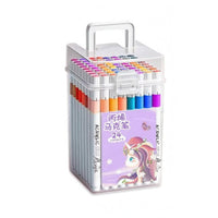 24 Pieces Non-Bleeding 24 Acrylic Markers No-Press Acrylic Marker Set Colored End Bands Art Supply Smooth Application for Drawing, Coloring