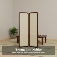 Solid Wood Frame Folding Panel Screen Zen-Inspired 4-Panel Folding Screen Freestanding Room Divider Movable for Tea Ceremony Enthusiasts, Apartment Dwellers, Interior Designers, Bedroom, Meditation Space, Classroom