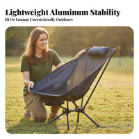 Long-Lasting Aluminum Frame Mesh Recliner Chair Fast and Simple Setup Ultralight Camping Chair Ergonomic Design Collapsible Outdoor Recliner Heavy Duty for Campers, Backpackers, Beachgoers, Picnic, Picnics, Fishing, Beach