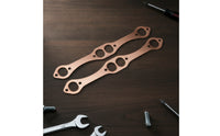 2 Pieces SBC Header Gasket Leak-Proof Oval Port Header Gasket Copper Exhaust Gaskets Reusable SBC Copper Gaskets
