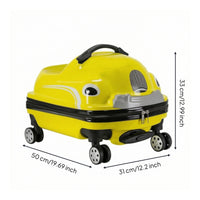 Hard-Shell Sit-on Suitcase Glossy Car Suitcase Fun Sit-on Luggage Smooth-Rolling for Travel, Airport